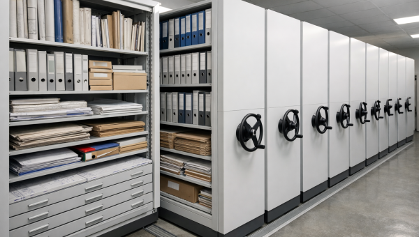 Regały przesuwne do archiwum dokumentów technicznych